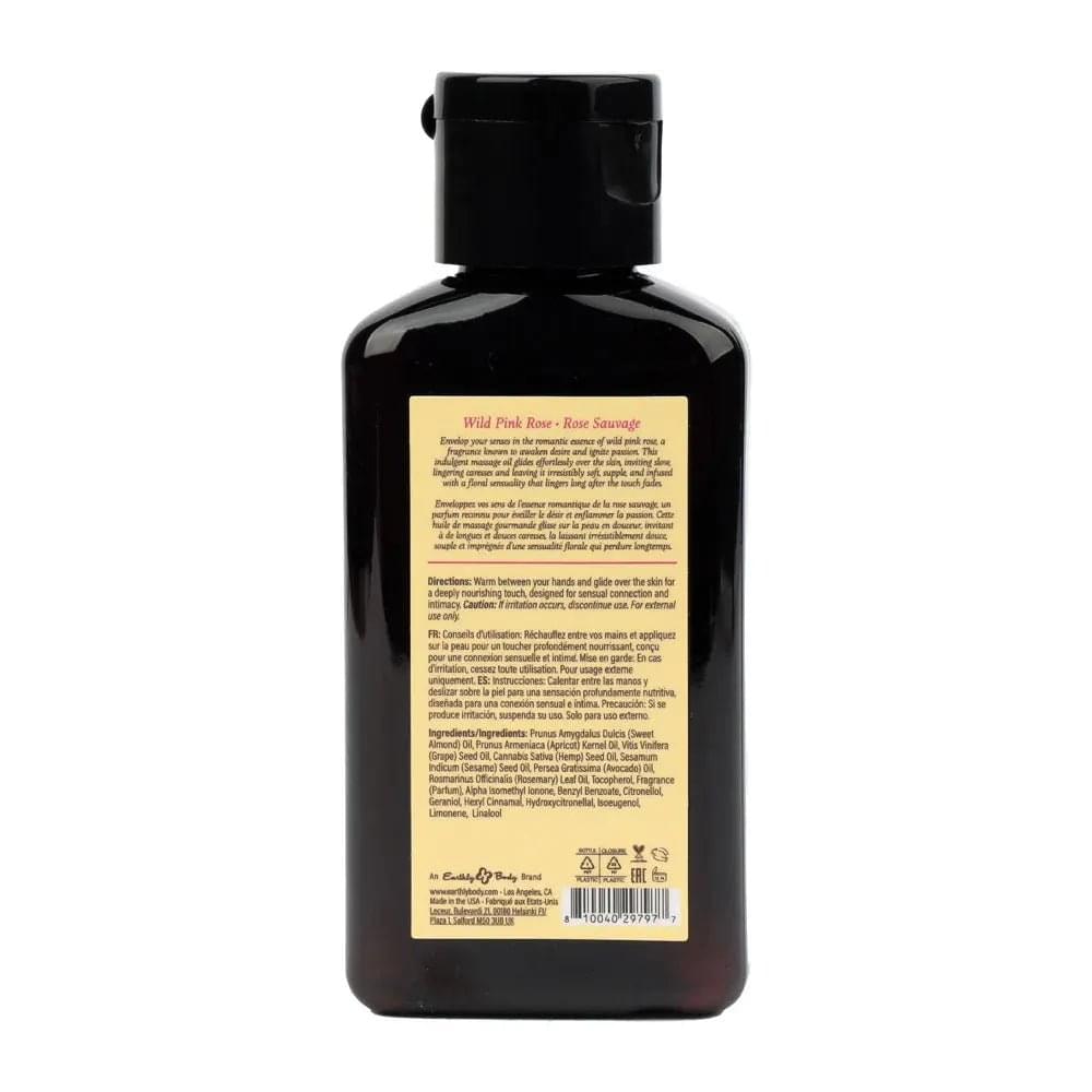 EB Aphrodisiac Massage Oil WILD PINK ROSE - 60 ml - Wild Pink Rose Scented Massage Oil - 60 ml Bottle Earthly Body Discreet Intimate Essentials.