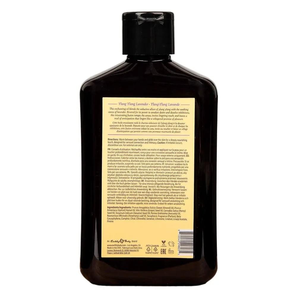 EB Aphrodisiac Massage Oil YLANG YLANG LAVENDER - 250 ml - Ylang Ylang & Sandalwood Scented Massage Oil - 250 ml Bottle Earthly Body Discreet Intimate Essentials.