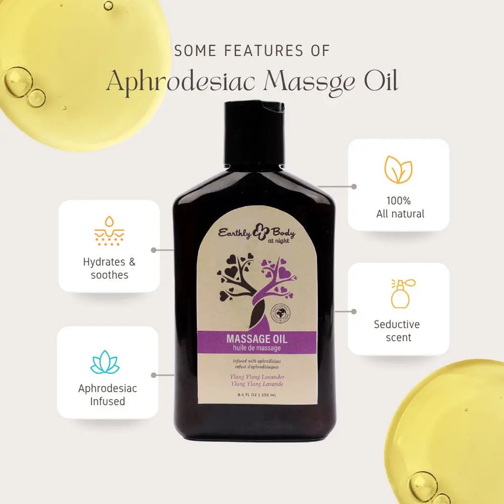Shop affordable quality EB Aphrodisiac Massage Oil YLANG YLANG LAVENDER - 250 ml - Ylang Ylang & Sandalwood Scented Massage Oil - 250 ml Bottle - Discreet Intimate Essentials - LOTIONS & LUBES - Earthly Body