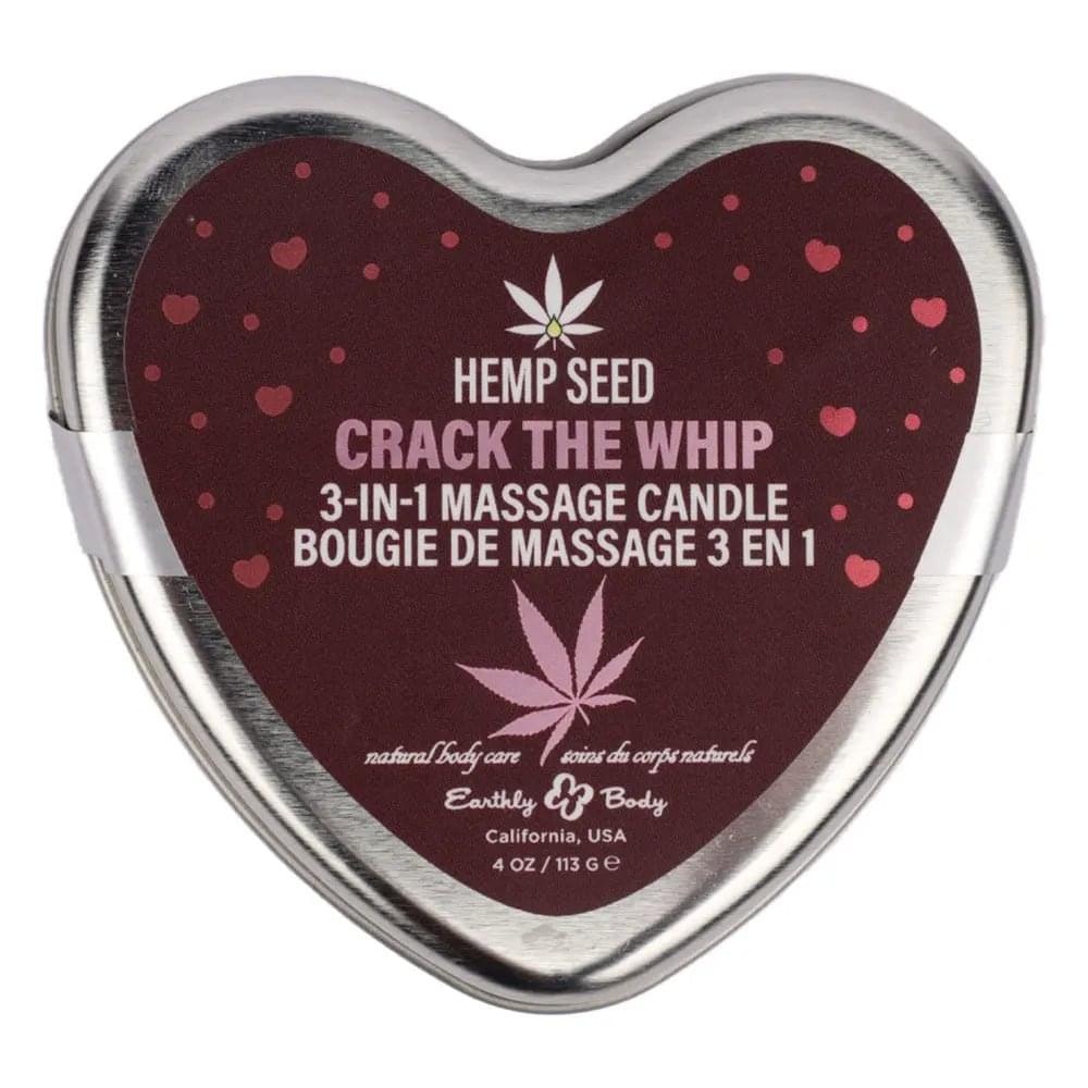EB Hemp Seed 3 in 1 Massage Heart Candle - Crack The Whip - Crack The Whip (Dew-Kissed Rose, Violet Petals, Warm Amber) - 113 g Earthly Body Discreet Intimate Essentials.