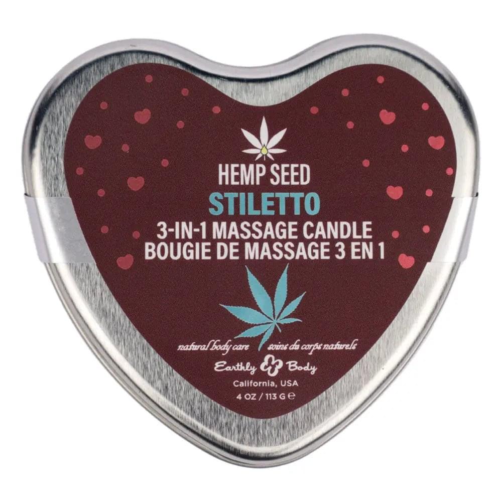 EB Hemp Seed 3 in 1 Massage Heart Candle - Stiletto - Stiletto (Flowering Sage, Wildflower Honey, Creamy Sandalwood) - 113 g Earthly Body Discreet Intimate Essentials.
