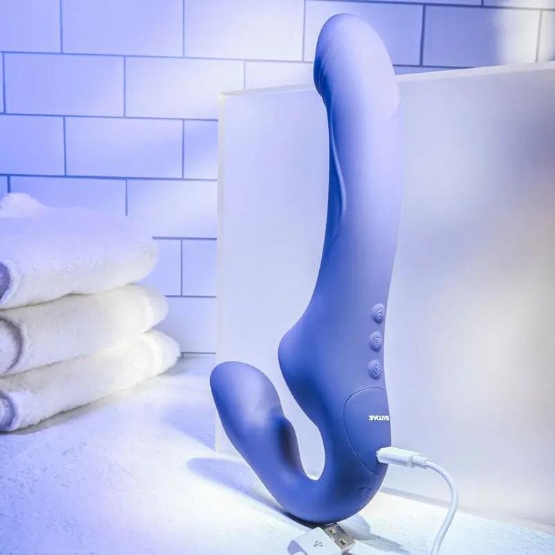 Evolved 2 BECOME 1 -  23.5 cm USB Rechargeable Strapless Strap-On with Remote Evolved Discreet Intimate Essentials.
