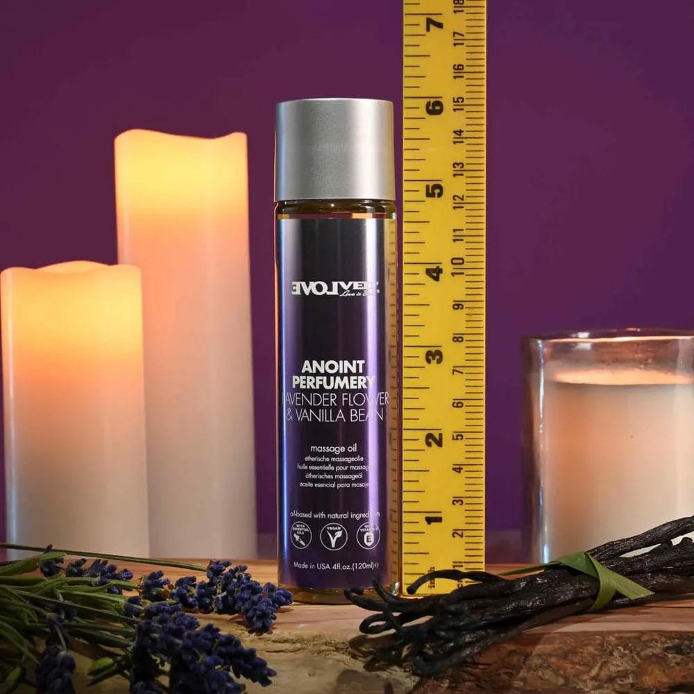 Evolved ANOINT PERFUMERY - Lavender Flower & Vanilla Bean - Lavender Flower & Vanilla Bean Massage Oil - 120 ml Bottle Evolved Discreet Intimate Essentials.