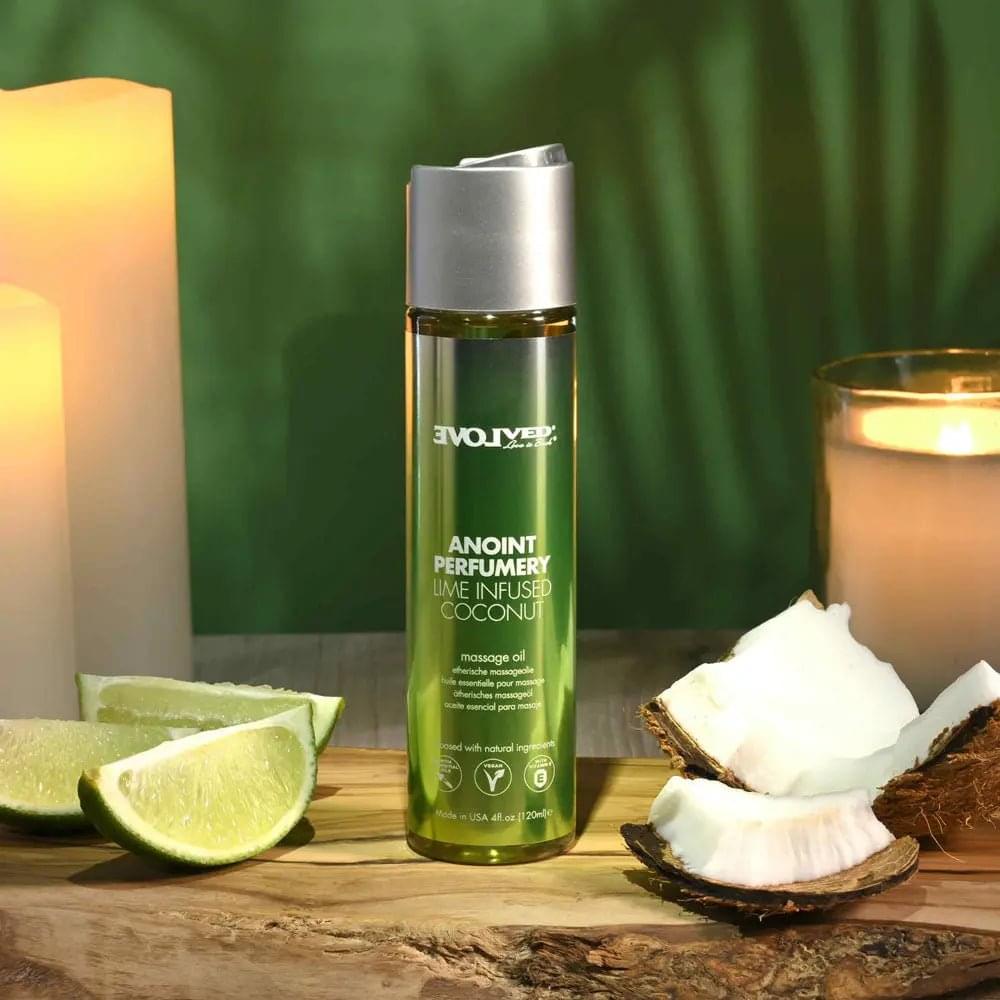 Evolved ANOINT PERFUMERY - Lime Infused Coconut - Lime Infused Coconut Massage Oil - 120 ml Bottle Evolved Discreet Intimate Essentials.