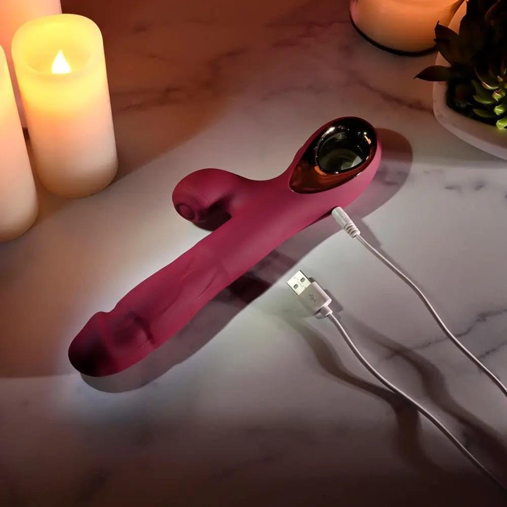 Evolved BURSTING WITH PLEASURE -  25.4 cm USB Rechargeable Vibrator with Tapping Clitoral Stimulator Evolved Discreet Intimate Essentials.