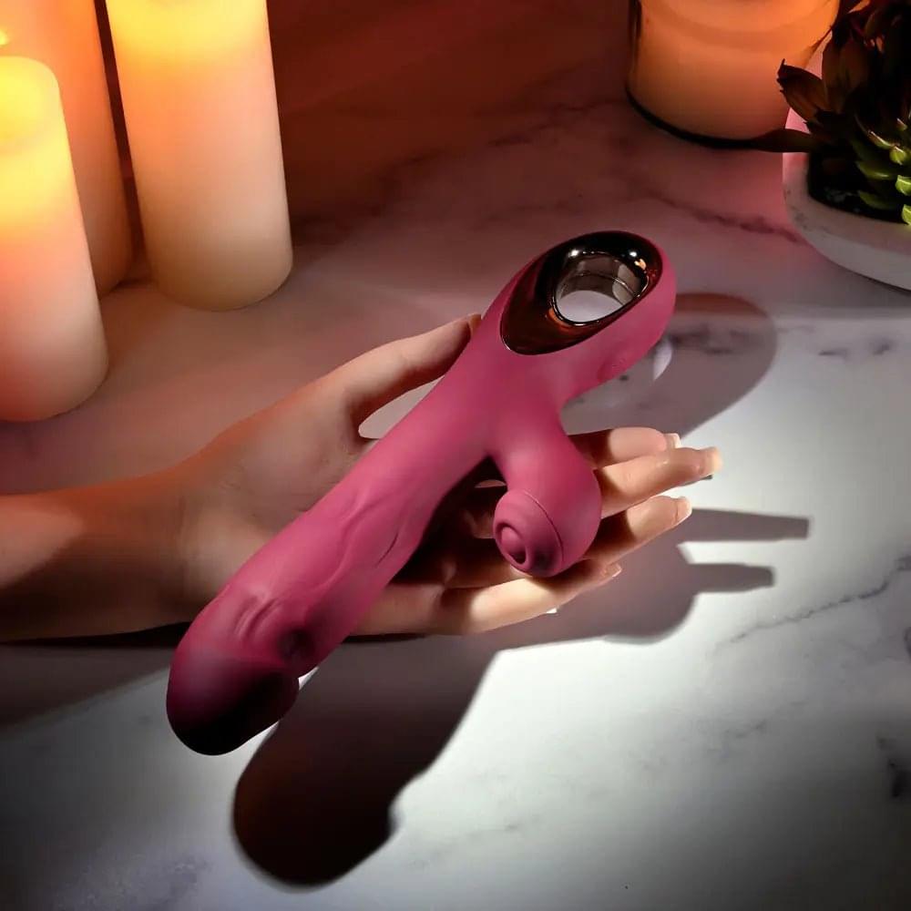 Evolved BURSTING WITH PLEASURE -  25.4 cm USB Rechargeable Vibrator with Tapping Clitoral Stimulator Evolved Discreet Intimate Essentials.