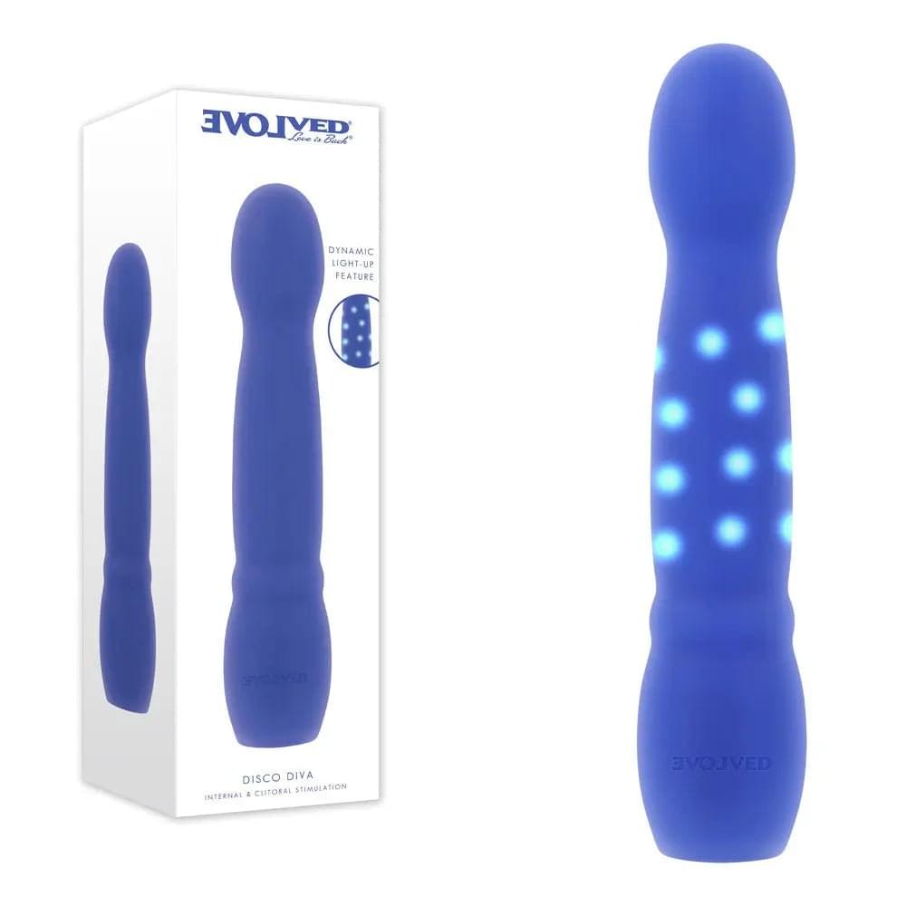 Evolved DISCO DIVA -  20.9 cm USB Rechargeable Light Up Vibrator Evolved Discreet Intimate Essentials.