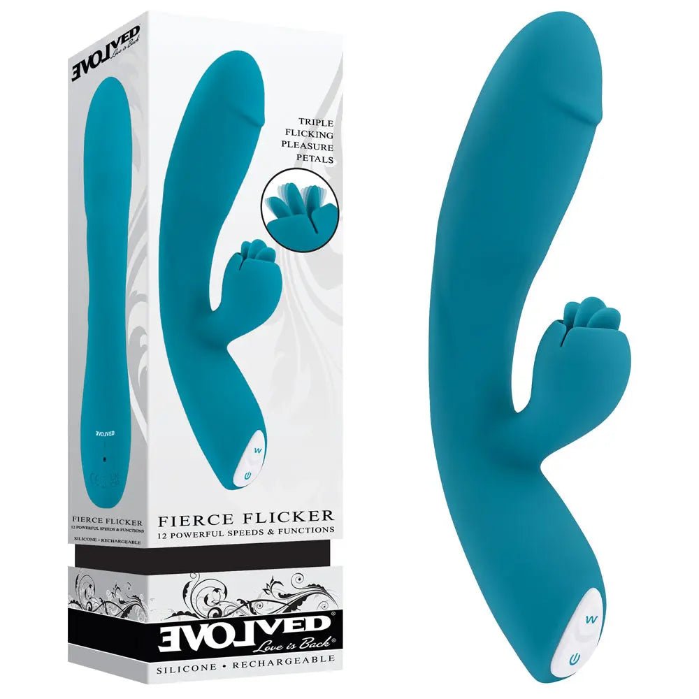 Shop affordable quality Evolved FIERCE FLICKER - 19.5 cm USB Rechargeable Rabbit Flicker Vibrator - Discreet Intimate Essentials - VIBRATORS - Evolved