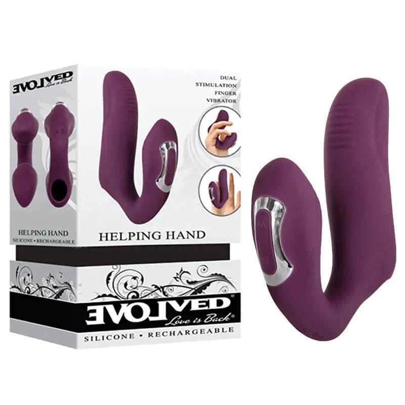 Evolved Helping Hand -  USB Rechargeable Dual Finger Stimulator Evolved Discreet Intimate Essentials.