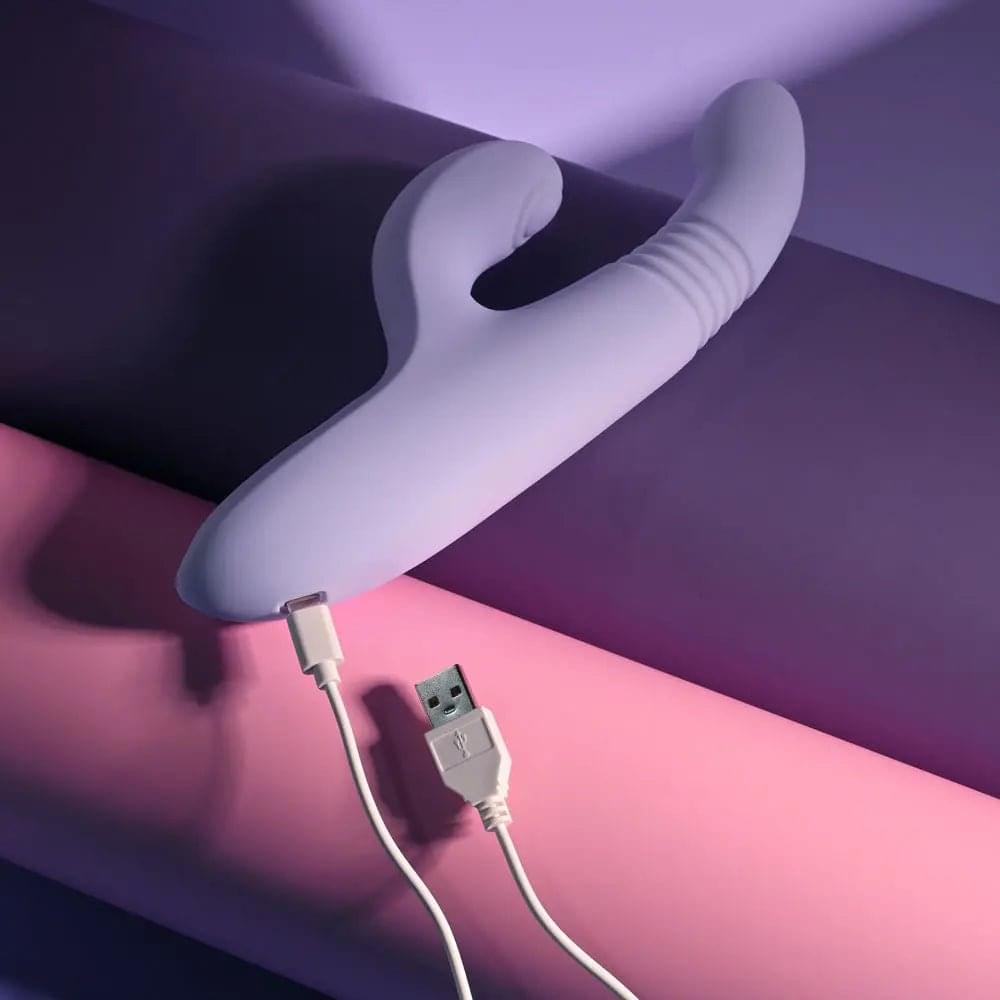 Evolved PEP TALK -  23.3 cm USB Rechargeable Thrusting Vibrator with Tapping Clitoral Stimulator Evolved Discreet Intimate Essentials.