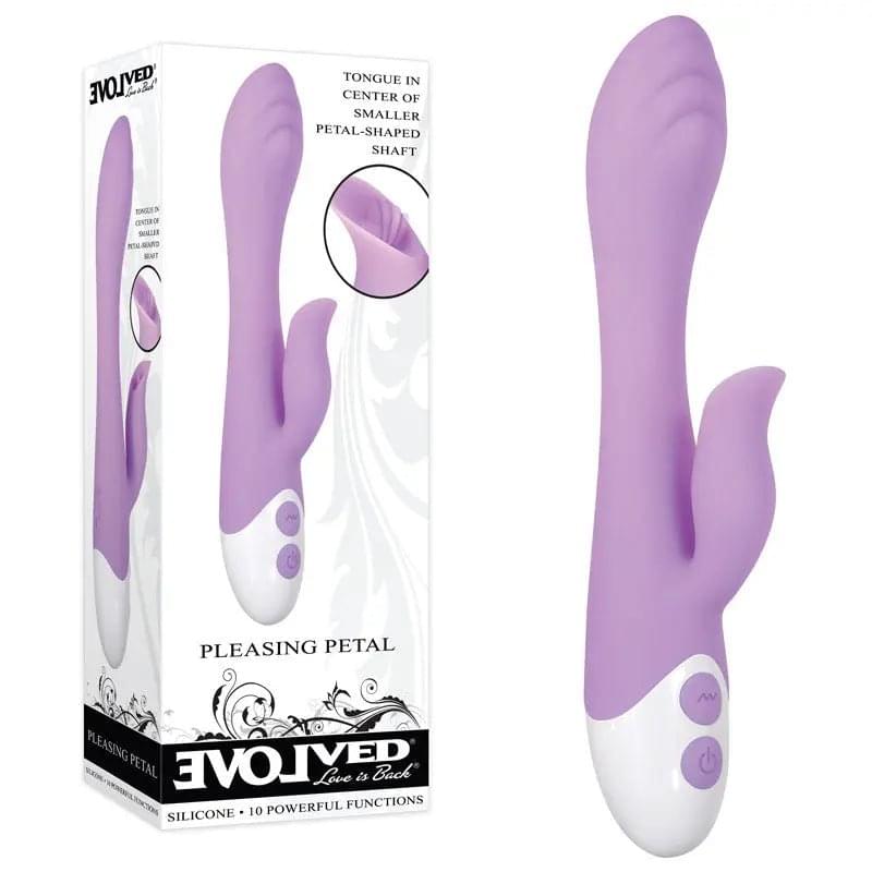 Evolved PLEASING PETAL - Lilac 19.7 cm USB Rechargeable Rabbit Vibrator Evolved Discreet Intimate Essentials.
