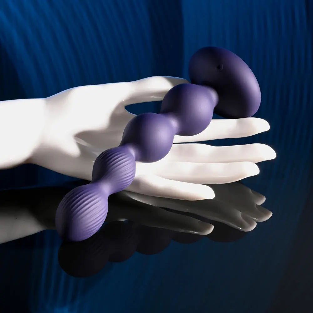 Shop affordable quality Evolved PLEASURE ORBIT - Navy 17.8 cm USB Rechargeable Twirling & Vibrating Anal Beads with Remote - Discreet Intimate Essentials - ANAL TOYS - Evolved
