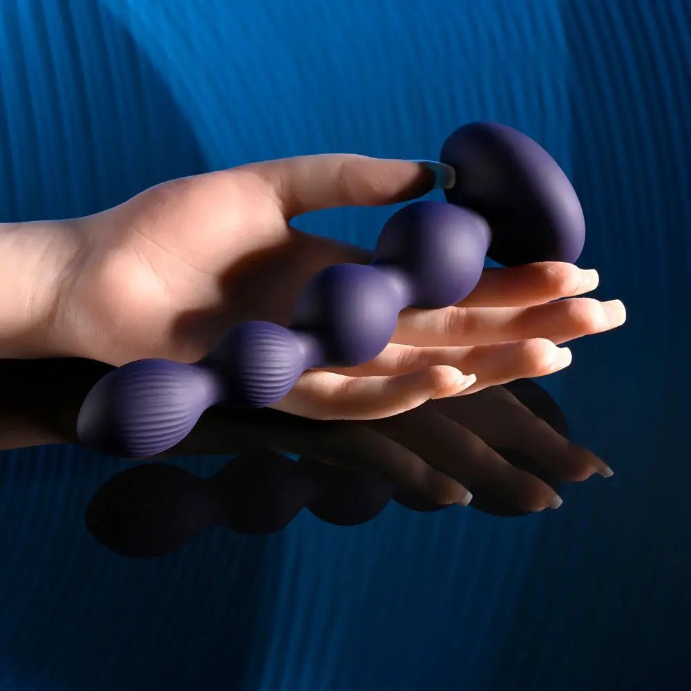 Shop affordable quality Evolved PLEASURE ORBIT - Navy 17.8 cm USB Rechargeable Twirling & Vibrating Anal Beads with Remote - Discreet Intimate Essentials - ANAL TOYS - Evolved