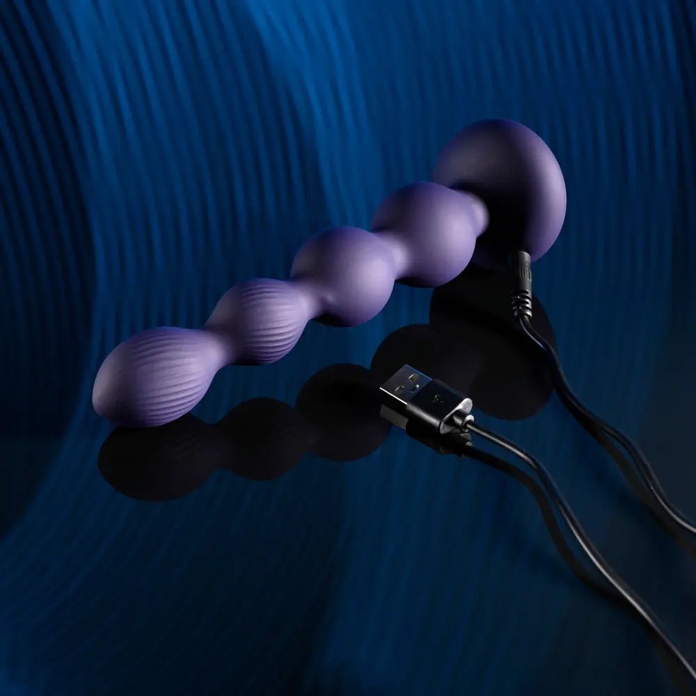 Shop affordable quality Evolved PLEASURE ORBIT - Navy 17.8 cm USB Rechargeable Twirling & Vibrating Anal Beads with Remote - Discreet Intimate Essentials - ANAL TOYS - Evolved