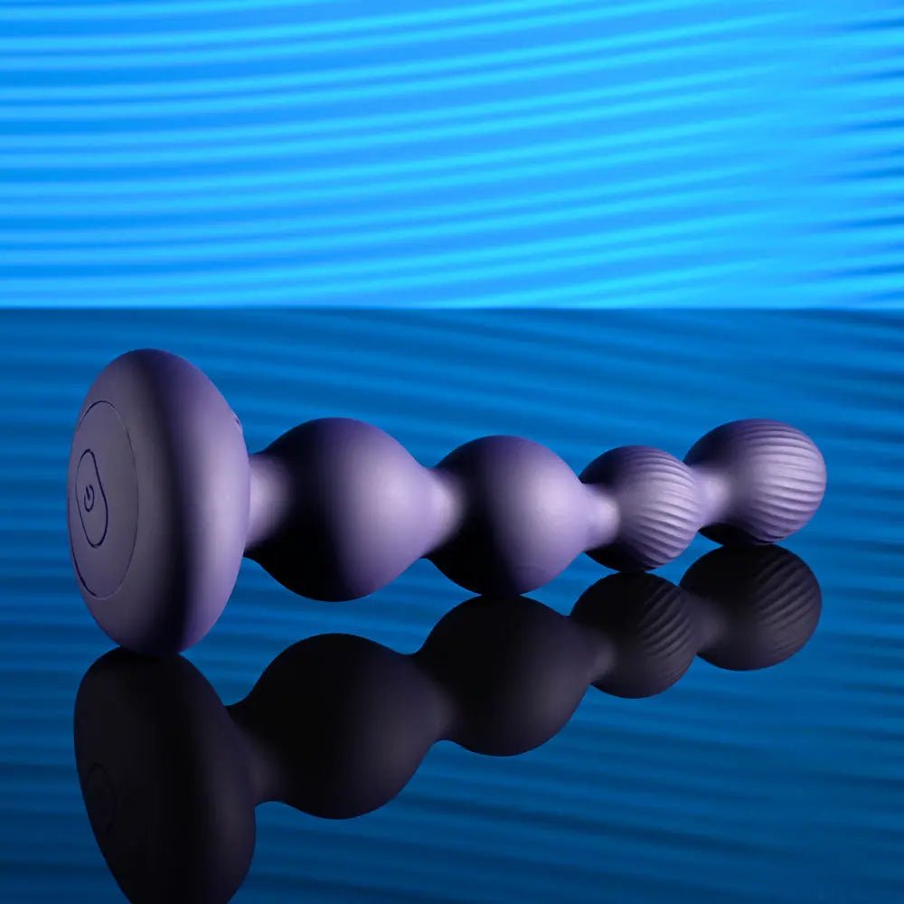 Shop affordable quality Evolved PLEASURE ORBIT - Navy 17.8 cm USB Rechargeable Twirling & Vibrating Anal Beads with Remote - Discreet Intimate Essentials - ANAL TOYS - Evolved