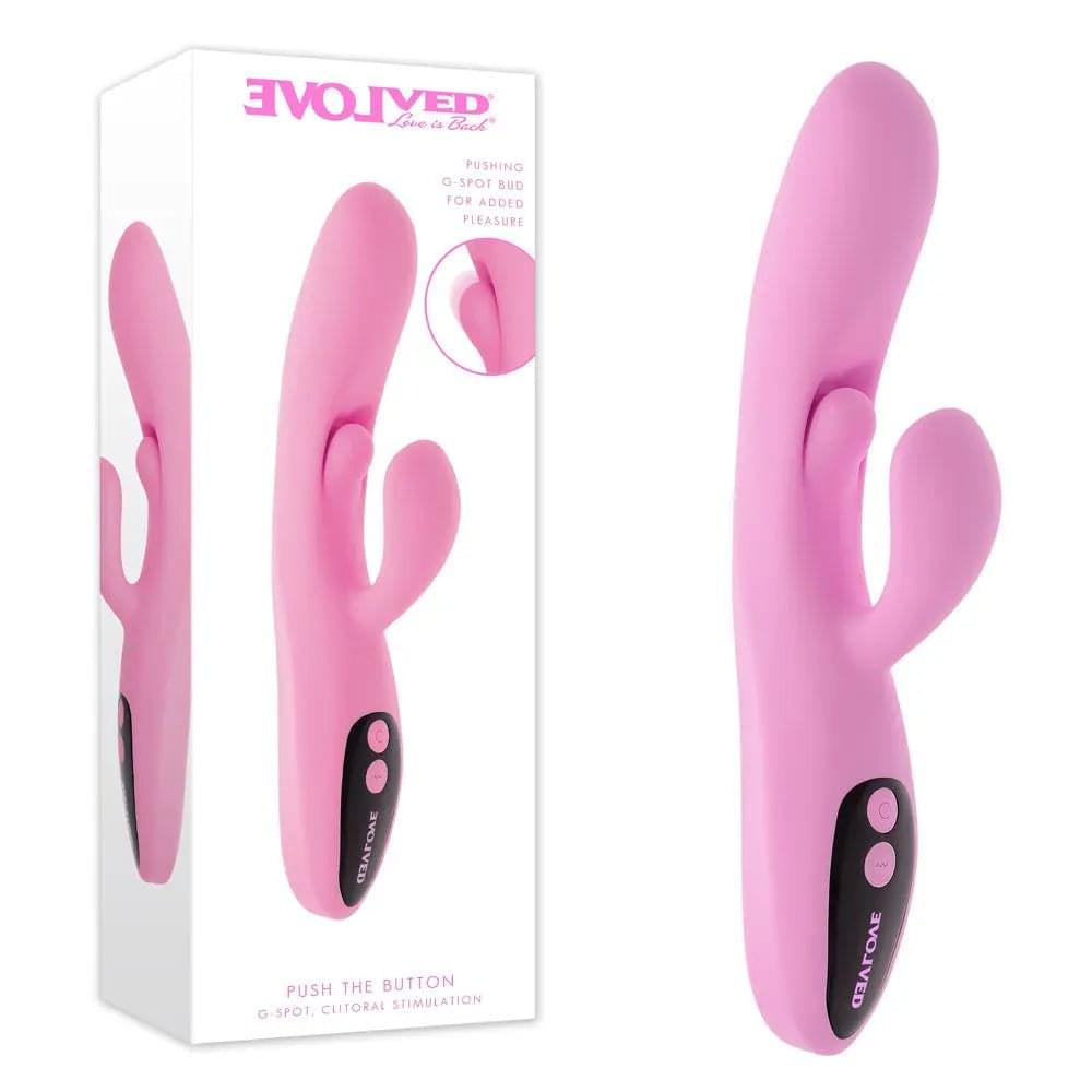 Evolved PUSH THE BUTTON -  23.5 cm USB Rechargeable Rabbit Vibrator with G-Spot Bud Evolved Discreet Intimate Essentials.
