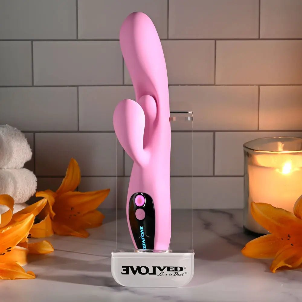 Shop affordable quality Evolved PUSH THE BUTTON - 23.5 cm USB Rechargeable Rabbit Vibrator with G-Spot Bud - Discreet Intimate Essentials - VIBRATORS - Evolved