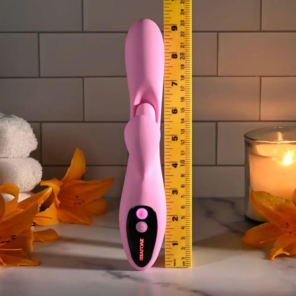 Evolved PUSH THE BUTTON -  23.5 cm USB Rechargeable Rabbit Vibrator with G-Spot Bud Evolved Discreet Intimate Essentials.