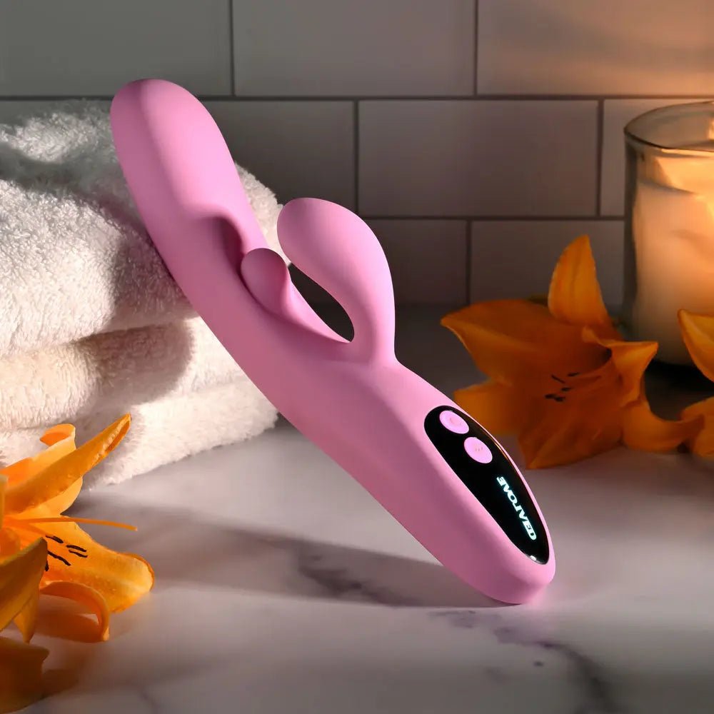 Shop affordable quality Evolved PUSH THE BUTTON - 23.5 cm USB Rechargeable Rabbit Vibrator with G-Spot Bud - Discreet Intimate Essentials - VIBRATORS - Evolved