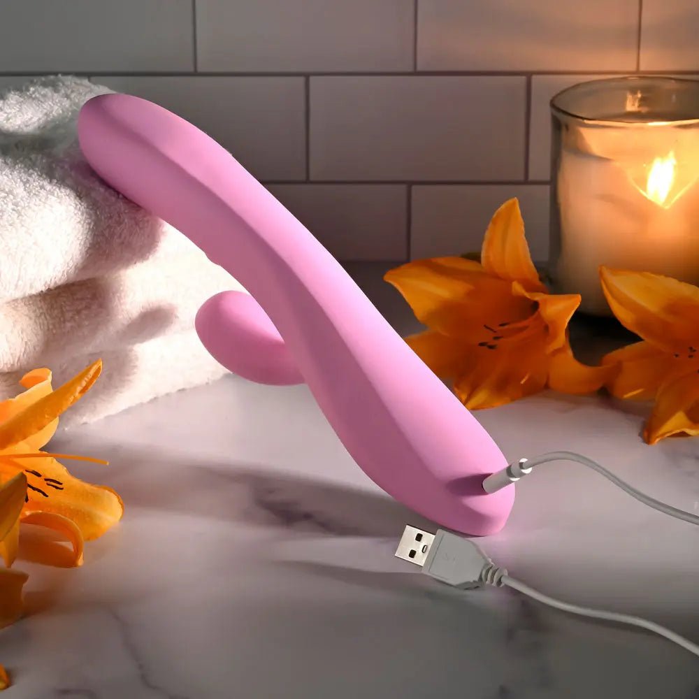 Shop affordable quality Evolved PUSH THE BUTTON - 23.5 cm USB Rechargeable Rabbit Vibrator with G-Spot Bud - Discreet Intimate Essentials - VIBRATORS - Evolved