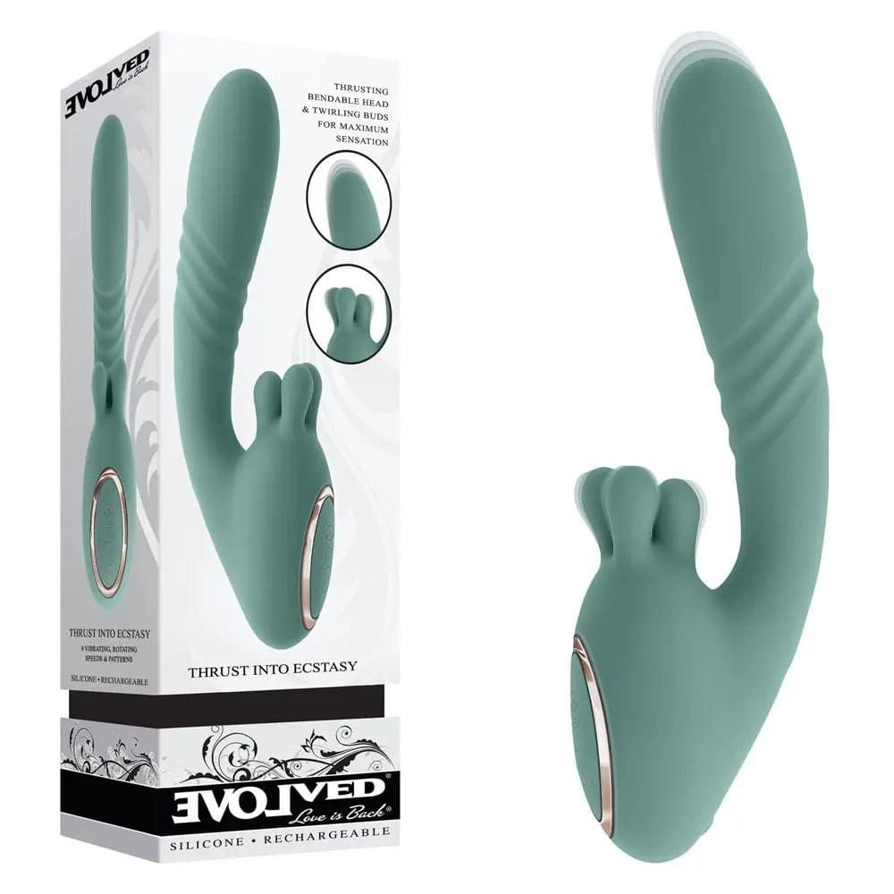 Evolved THRUST INTO ECSTASY -  21 cm USB Rechargeable Thrusting & Rotating Vibrator Evolved Discreet Intimate Essentials.
