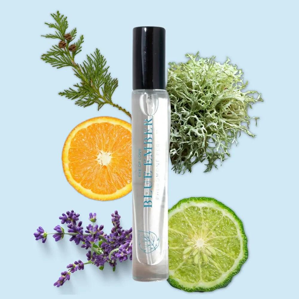 Eye Of Love Love In Bloom Blue Ember Pheromone Cologne - 10ml - Citrus & Cedar Scented Pheromone Cologne for Men to attract Women - 10 ml Spray Eye Of Love Discreet Intimate Essentials.