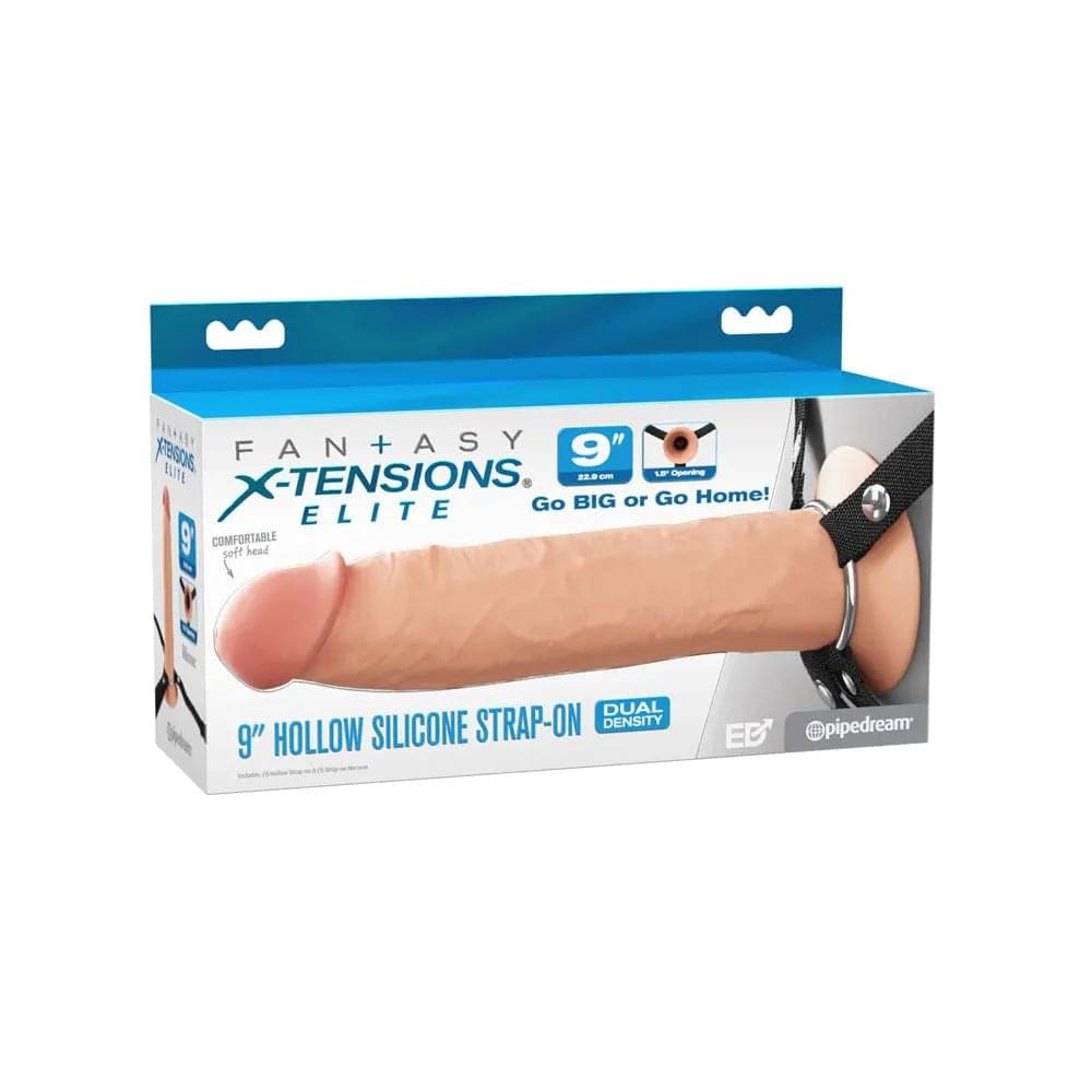 Fantasy X-Tensions Elite 9'' Silicone Hollow Strap-On -  -  22.9 cm Hollow Strap-On Pipedream Discreet Intimate Essentials.