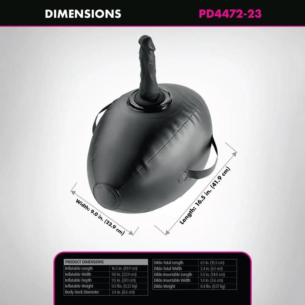 Fetish Fantasy Series Body Dock Inflatable Love Ball - Black Inflatable Cushion with Black 15.2 cm Dildo Pipedream Discreet Intimate Essentials.