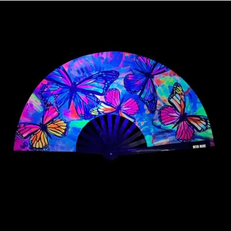 Flutter By Butterfly Blacklight Folding Fan Neva Nude Discreet Intimate Essentials.