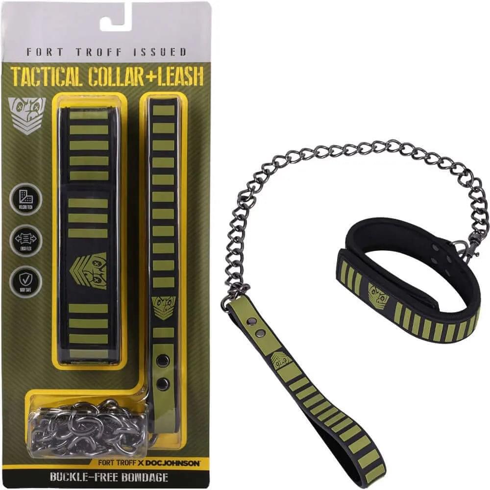Fort Troff - Tactical Collar & Leash - Black/Green Restraint Doc Johnson Discreet Intimate Essentials.