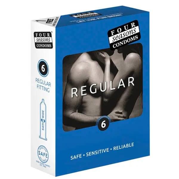 Four Seasons Regular Condoms - Regular Fit Lubricated Condoms - 6 Pack Four Seasons Discreet Intimate Essentials.