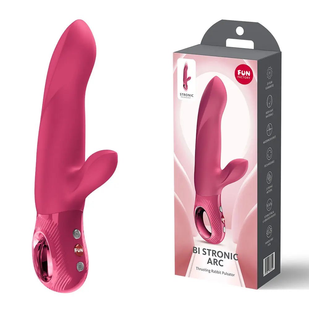 Shop affordable quality Fun Factory BI STRONIC ARC Raspberry - Raspberry 21.6 cm USB-C Rechargeable Thrusting Vibrator - Discreet Intimate Essentials - VIBRATORS-PREMIUM - Fun Factory