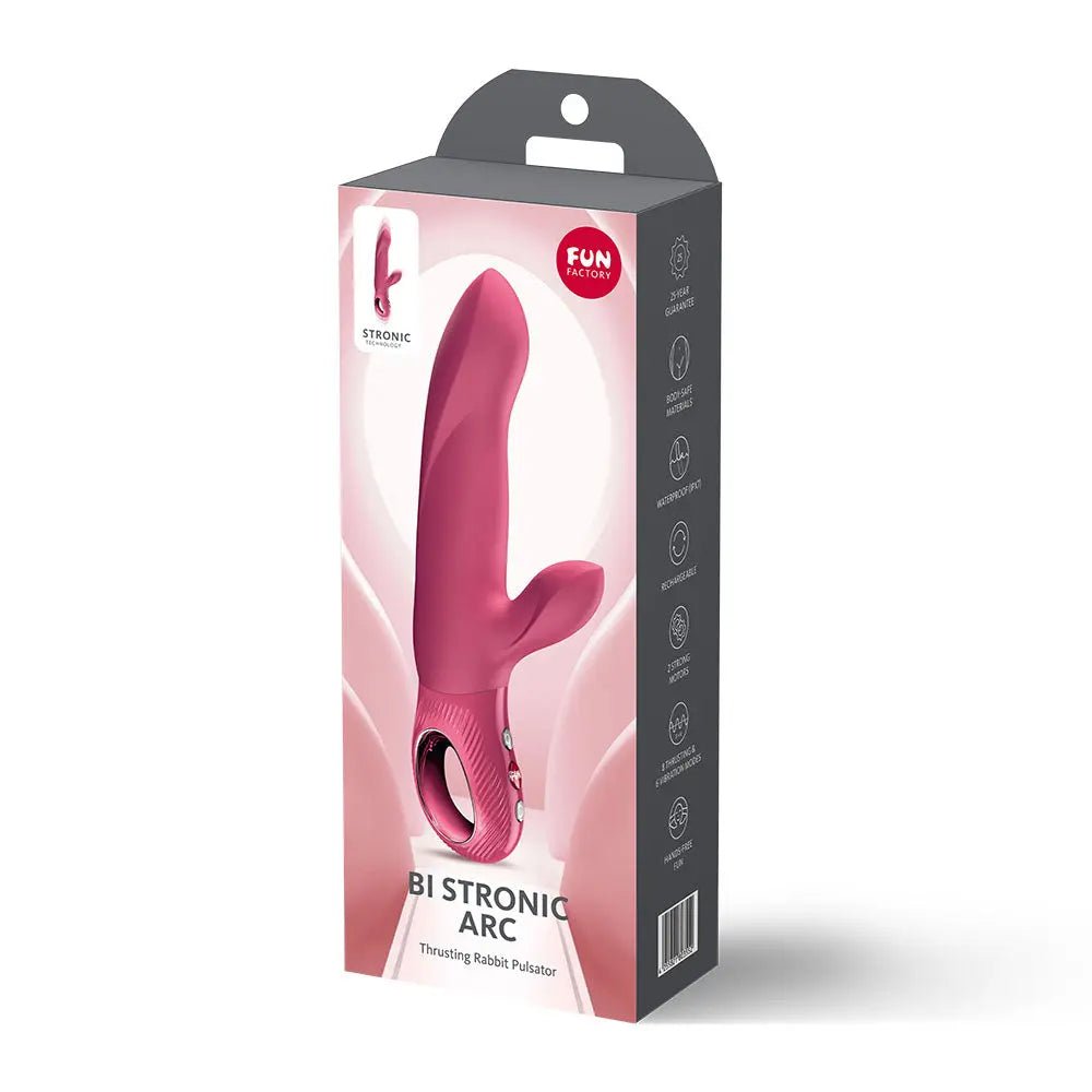 Shop affordable quality Fun Factory BI STRONIC ARC Raspberry - Raspberry 21.6 cm USB-C Rechargeable Thrusting Vibrator - Discreet Intimate Essentials - VIBRATORS-PREMIUM - Fun Factory