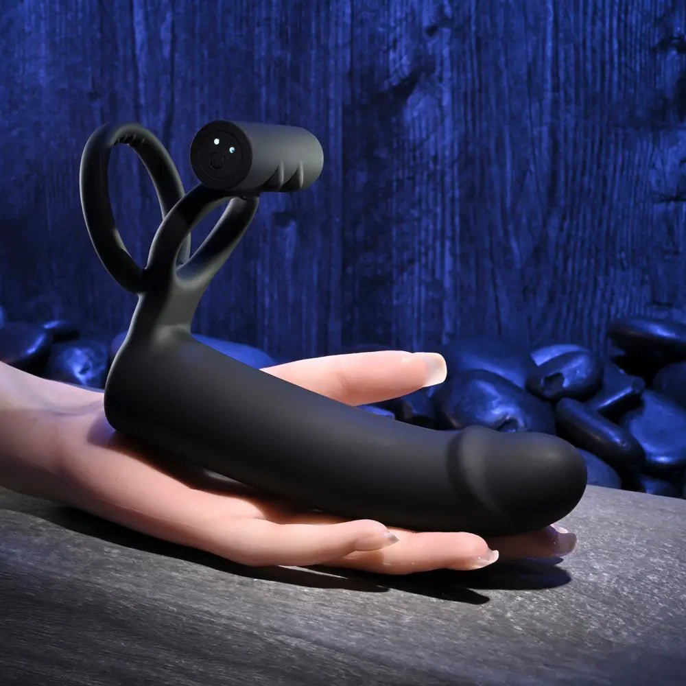 Shop affordable quality Gender X FULL SWING - USB Rechargeable Vibrating Cock Ring with Double Penetrator Dildo - Discreet Intimate Essentials - COCK RINGS - Gender X