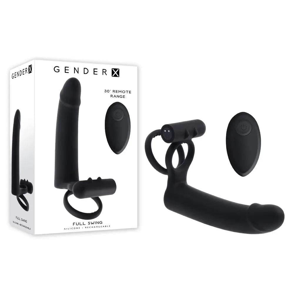 Gender X FULL SWING -  USB Rechargeable Vibrating Cock Ring with Double Penetrator Dildo Gender X Discreet Intimate Essentials.