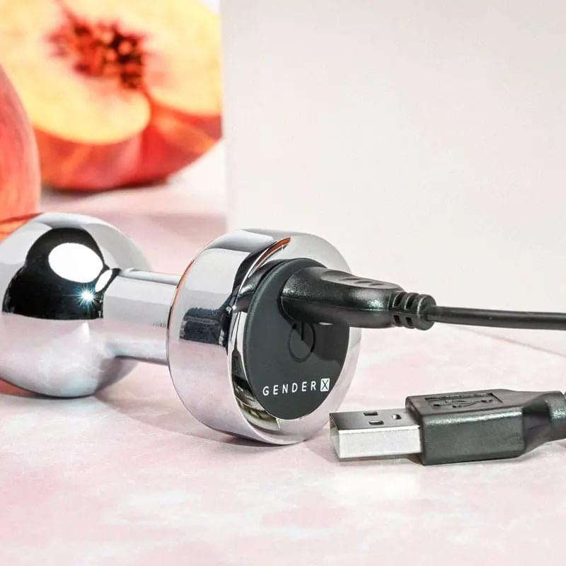 Gender X ROCKIN' METAL PLUG - Metallic 9.3 cm USB Rechargeable Butt Plug Gender X Discreet Intimate Essentials.