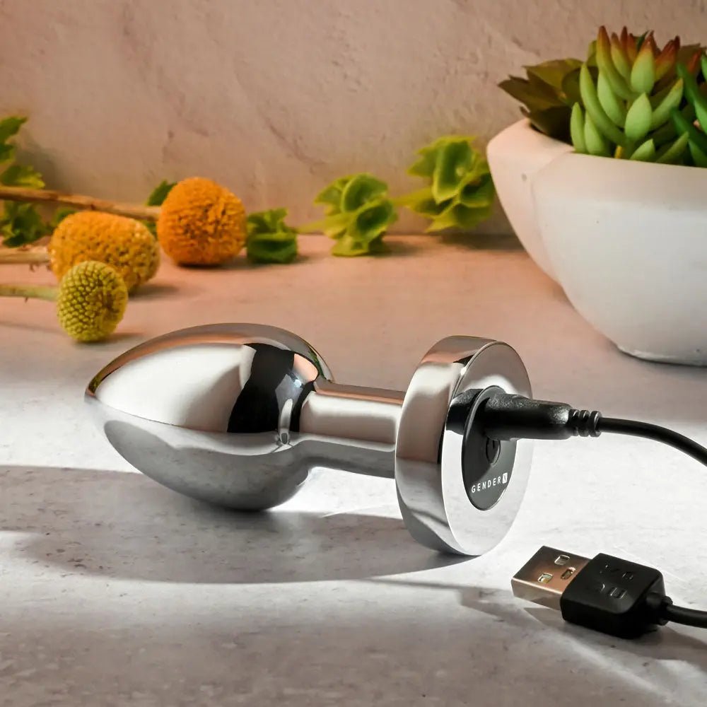 Shop affordable quality Gender X ROCKIN METAL PLUG XL - 10.5 cm USB Rechargeable Vibrating XL Butt Plug - Discreet Intimate Essentials - ANAL TOYS - Gender X