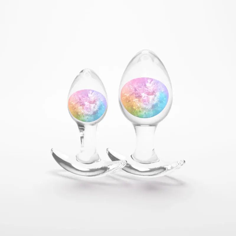 Shop affordable quality Glams Cosmic 2pc Kit - Rainbow - Clear/Rainbow Butt Plugs - Set of 2 Sizes - Discreet Intimate Essentials - ANAL TOYS - NS Novelties