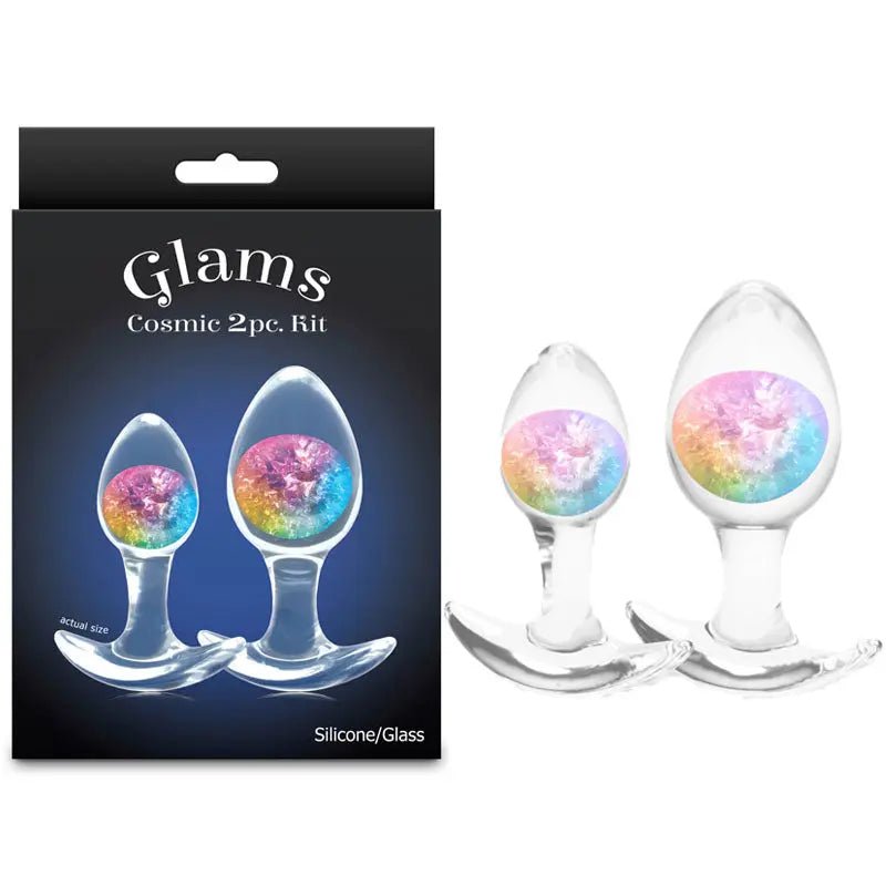 Shop affordable quality Glams Cosmic 2pc Kit - Rainbow - Clear/Rainbow Butt Plugs - Set of 2 Sizes - Discreet Intimate Essentials - ANAL TOYS - NS Novelties