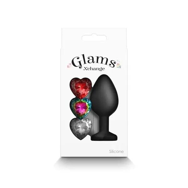 Glams Xchange Heart - Medium -  Medium Butt Plug with Interchangeable Heart Gems NS Novelties Discreet Intimate Essentials.