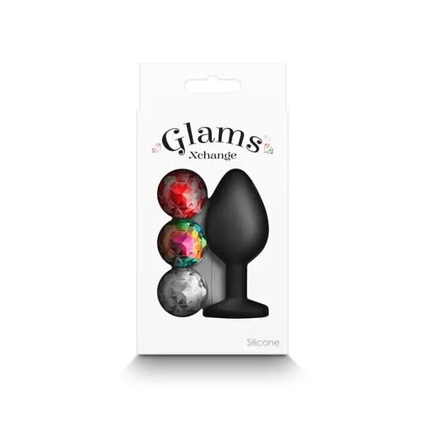 Glams Xchange Round - Medium -  Medium Butt Plug with Interchangeable Round Gems NS Novelties Discreet Intimate Essentials.