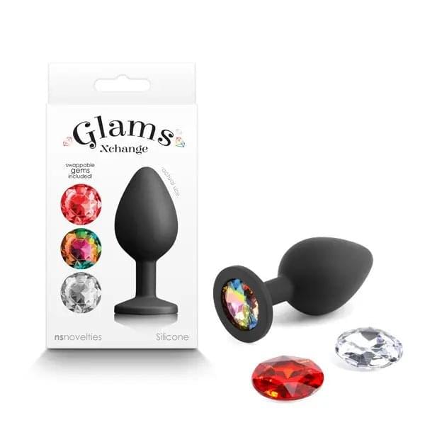 Glams Xchange Round - Medium -  Medium Butt Plug with Interchangeable Round Gems NS Novelties Discreet Intimate Essentials.