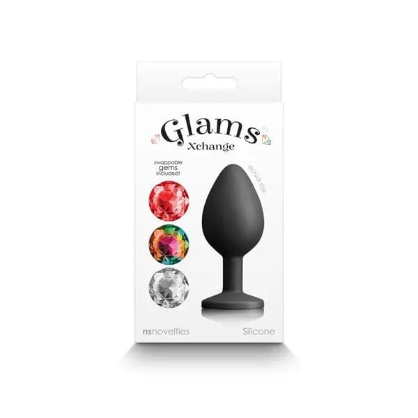 Glams Xchange Round - Medium -  Medium Butt Plug with Interchangeable Round Gems NS Novelties Discreet Intimate Essentials.
