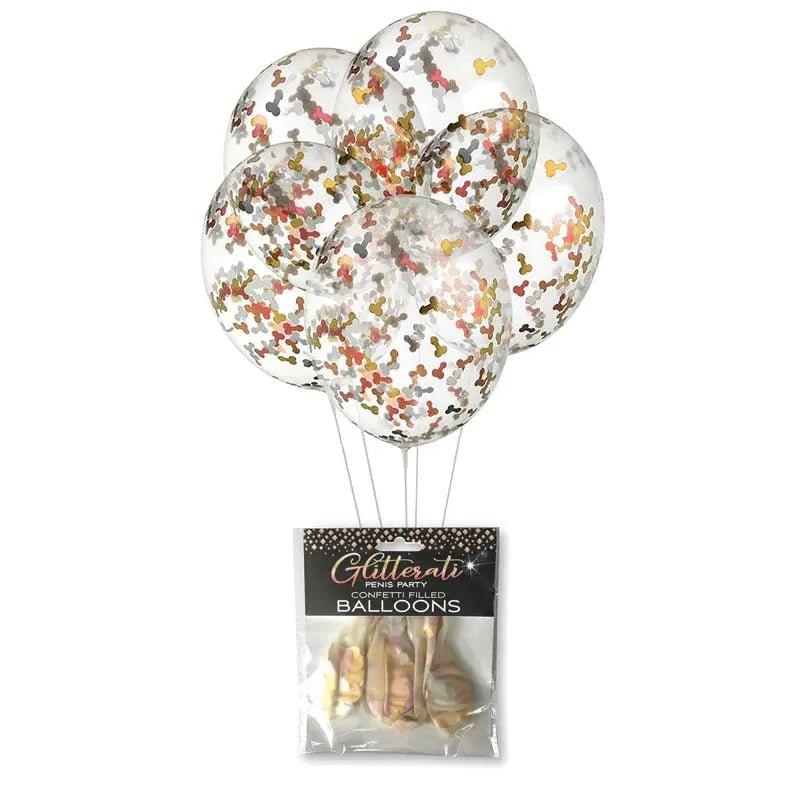 Glitterati - Confetti Balloons - Party Balloons - 5 Pack Little Genie Discreet Intimate Essentials.