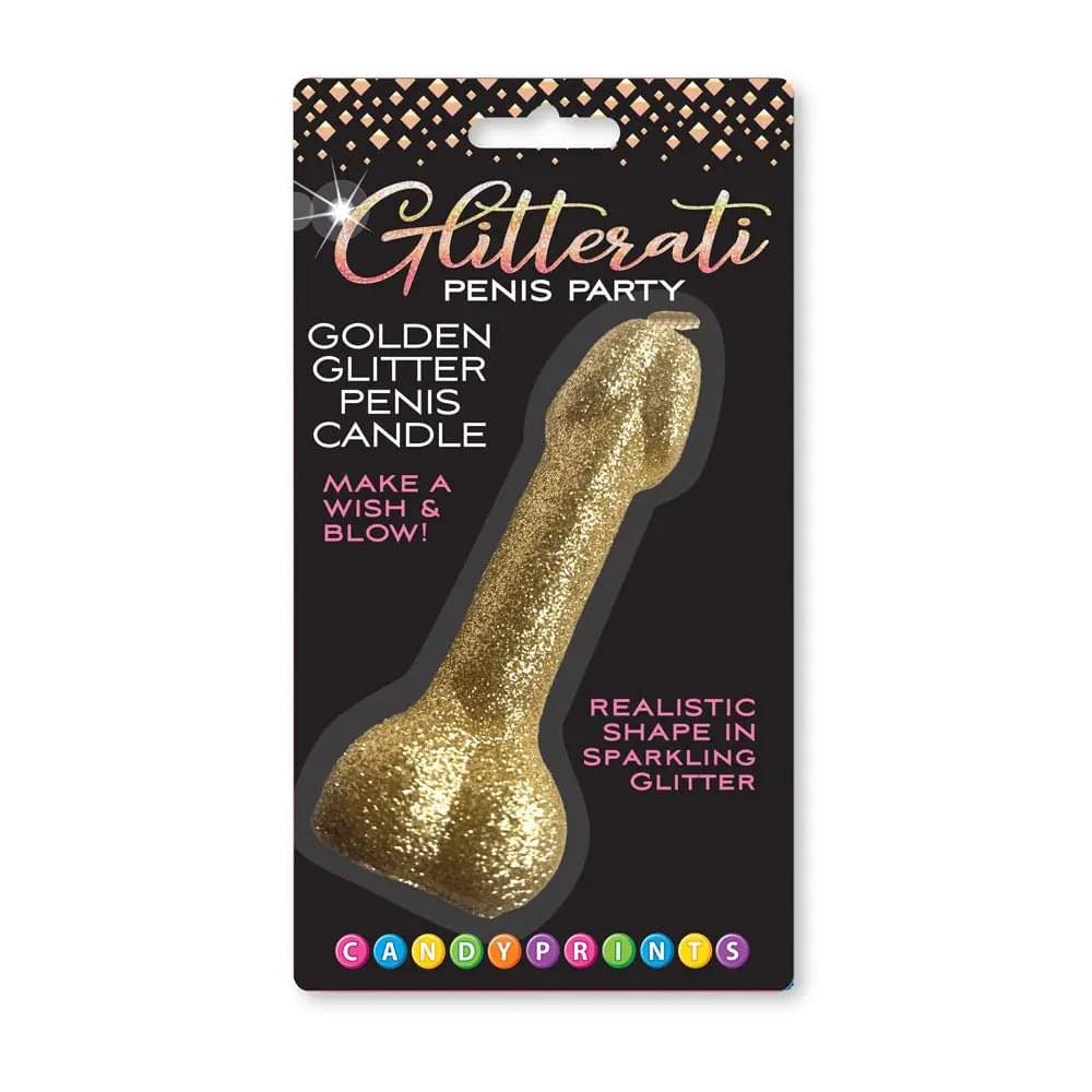 Glitterati Gold Glitter Penis Candle - Gold 10 cm Penis Party Candle Little Genie Discreet Intimate Essentials.