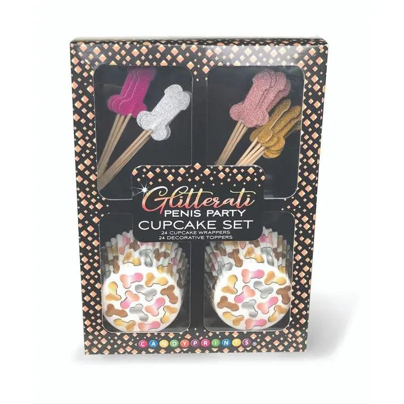Glitterati - Penis Party Cupcake Set - Party Cupcake Set - Set of 24 Little Genie Discreet Intimate Essentials.