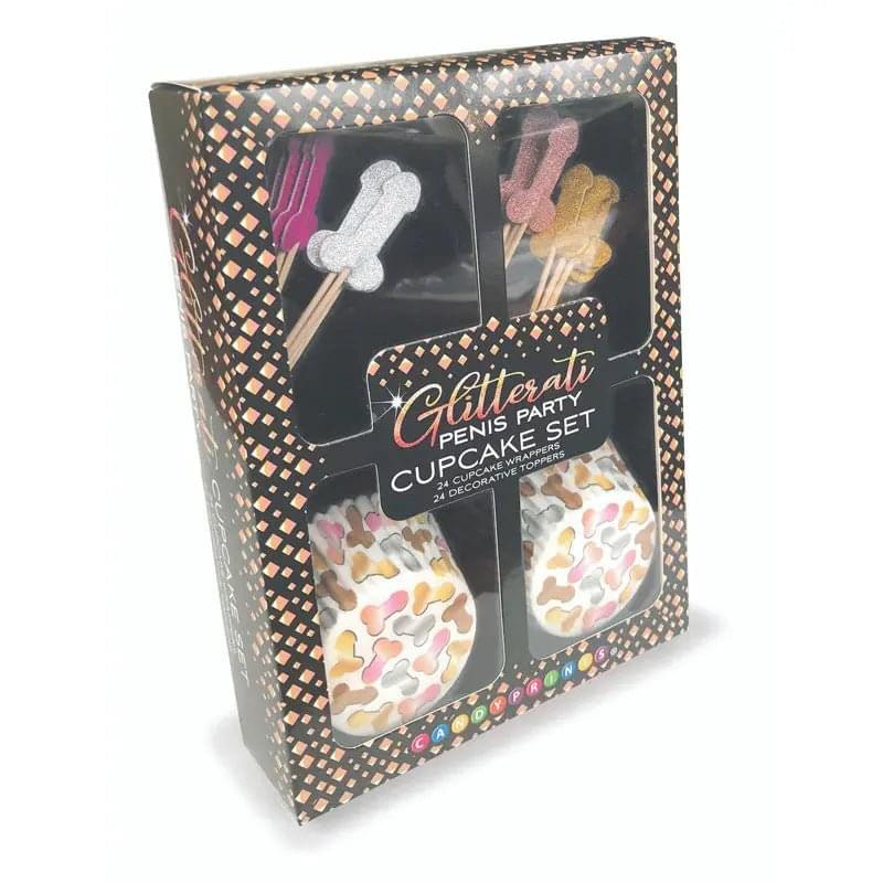 Glitterati - Penis Party Cupcake Set - Party Cupcake Set - Set of 24 Little Genie Discreet Intimate Essentials.