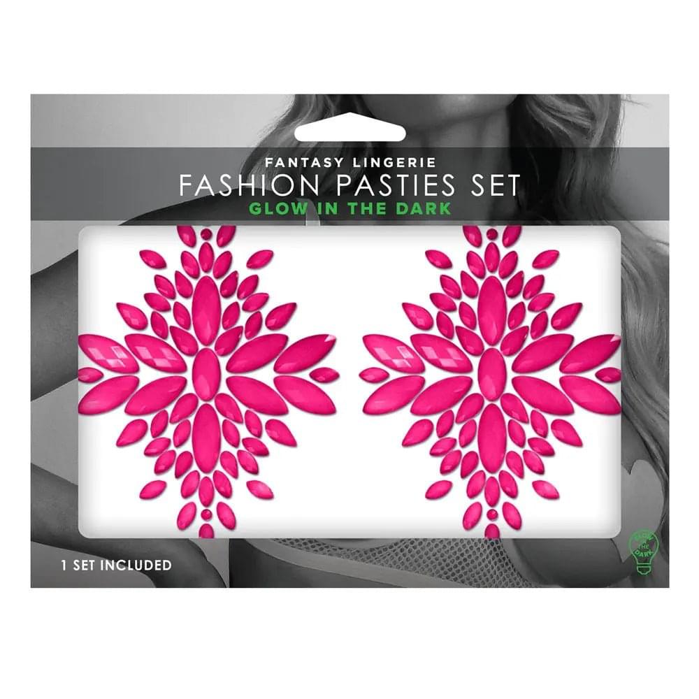 GLOW Fashion Pasties Set - Glow  Crystals Fantasy Lingerie Discreet Intimate Essentials.