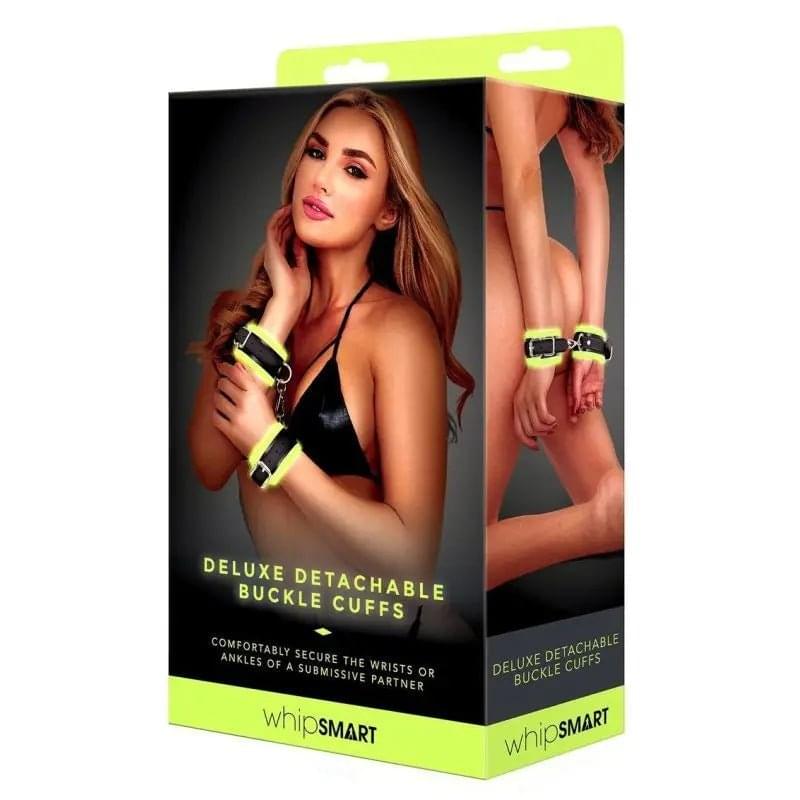 Glow In The Dark Deluxe Buckle Cuffs Black Whipsmart Discreet Intimate Essentials.