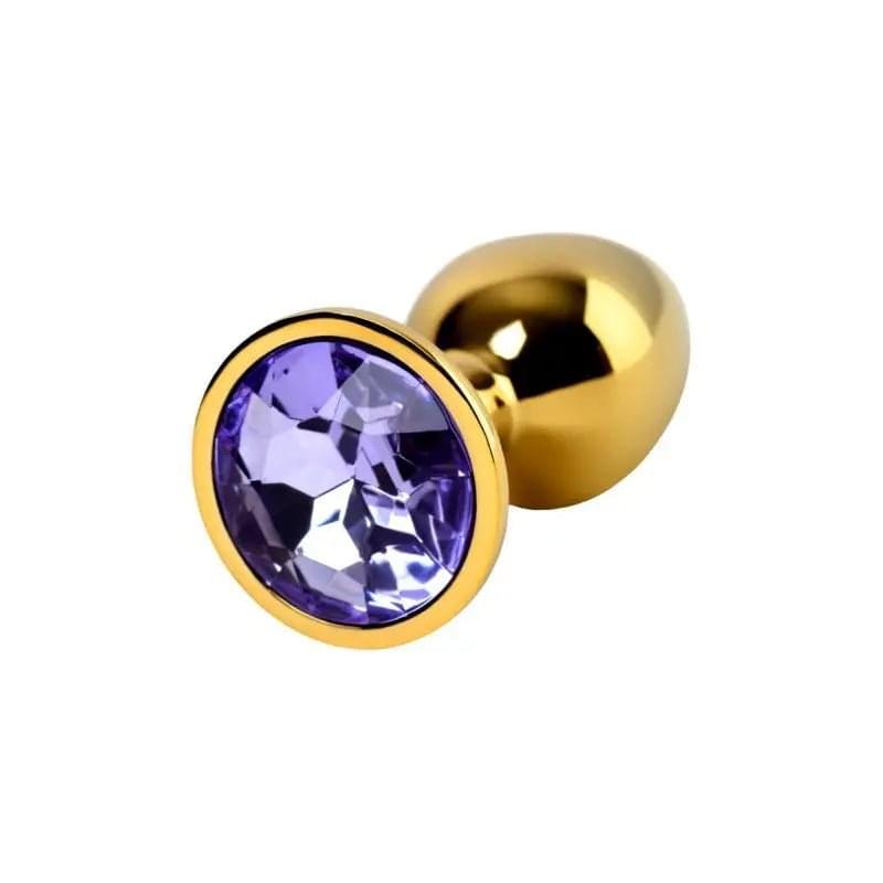 Gold Metal Anal Plug w Amethyst Crystal Small Metal Discreet Intimate Essentials.